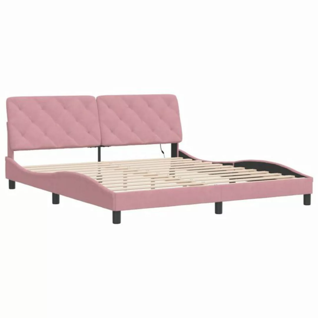 vidaXL Bett Bettgestell mit LED-Leuchten Rosa 180x200 cm Samt günstig online kaufen