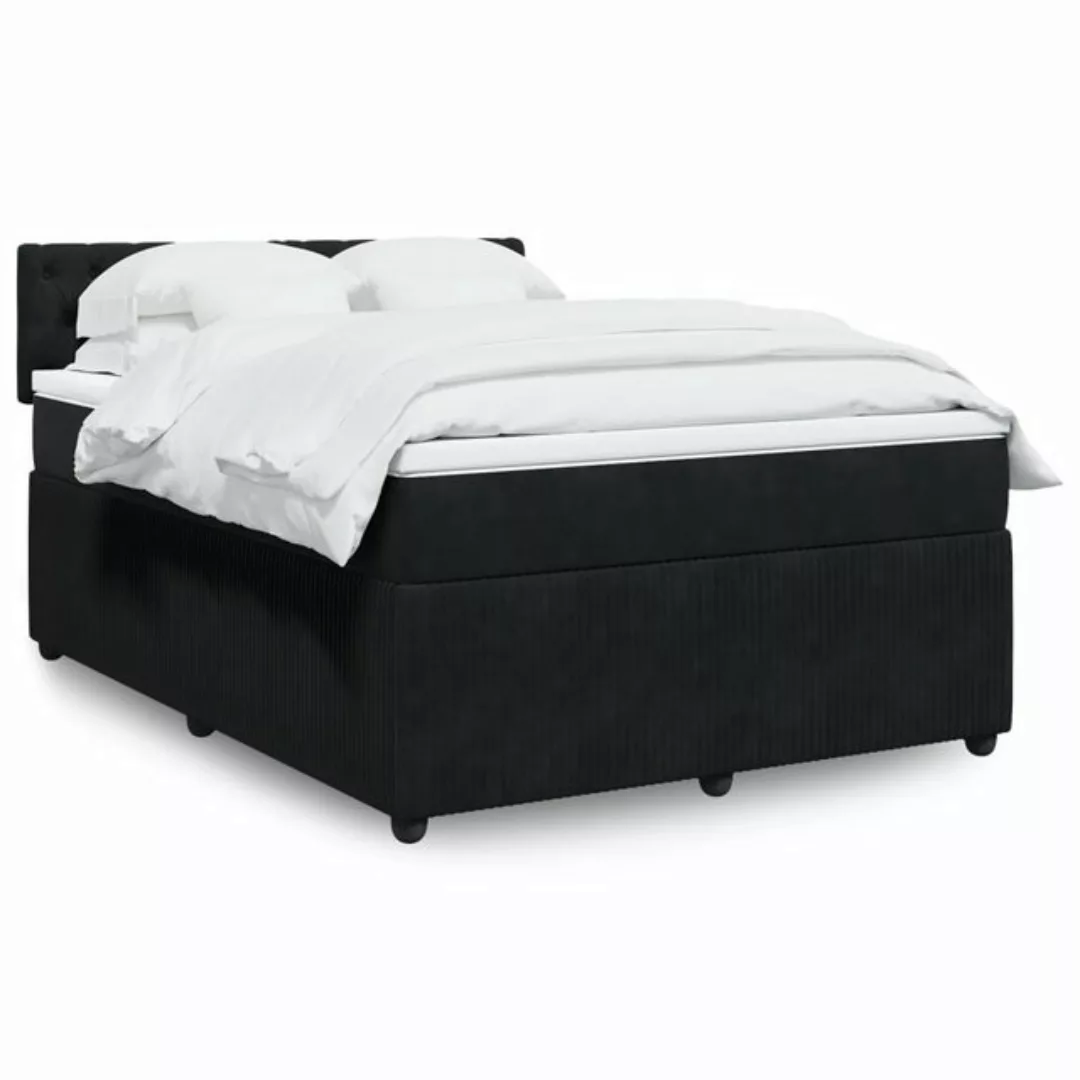 vidaXL Boxspringbett, Boxspringbett mit Matratze Schwarz 160x200 cm Samt günstig online kaufen