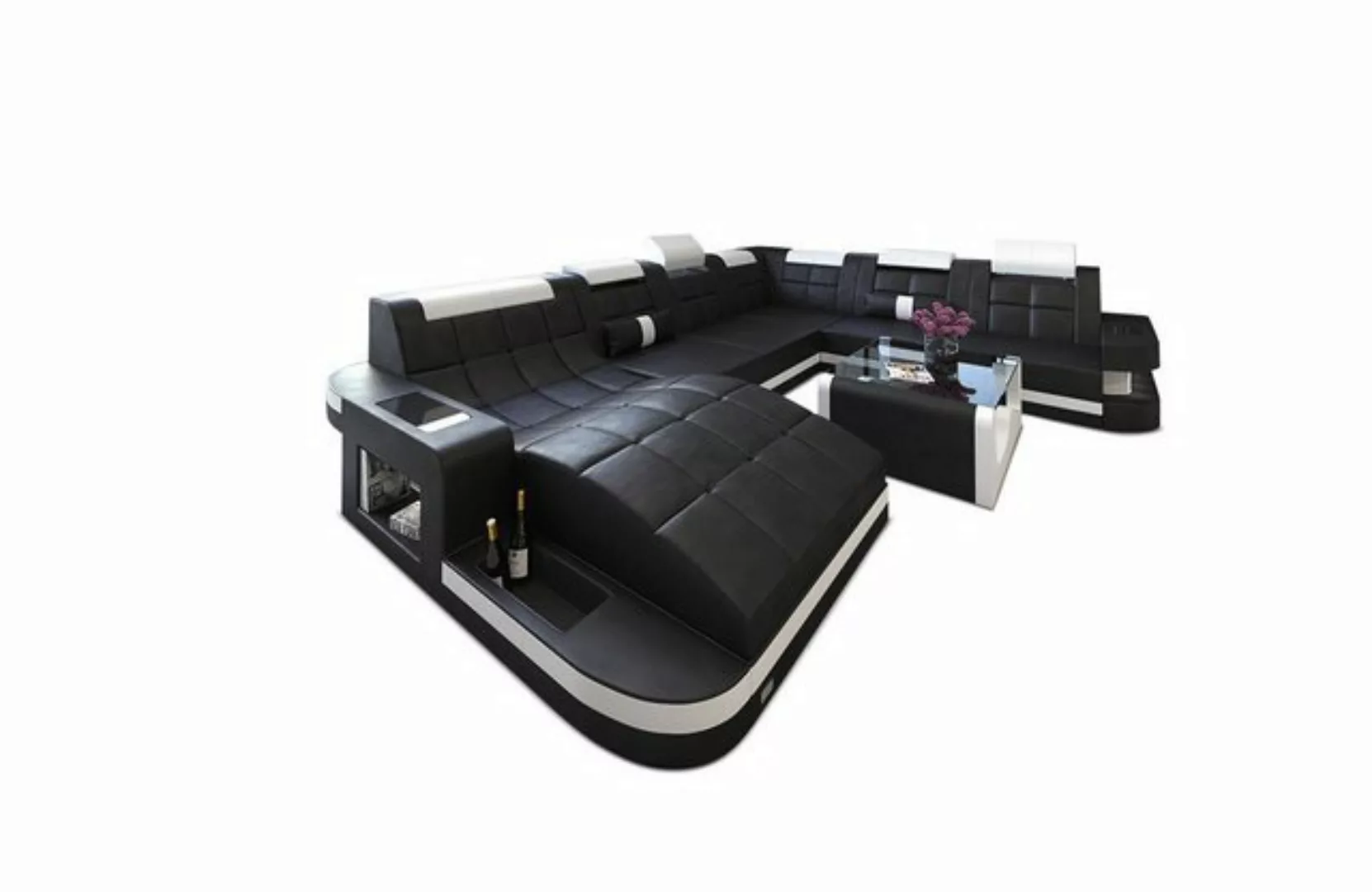 Sofa Dreams Wohnlandschaft XXL Ledersofa Wave U Form Mini, Designersofa günstig online kaufen