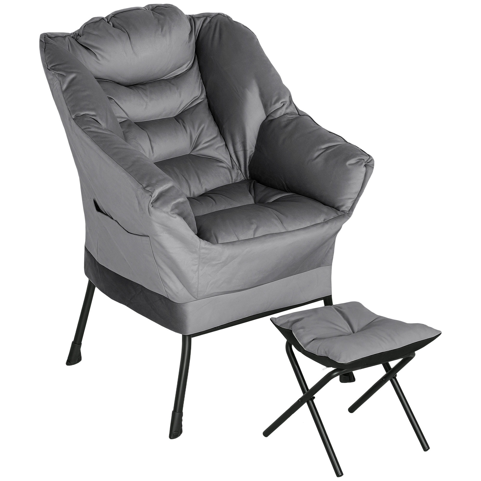 HOMCOM Set Sessel mit Fußhocker für Wohnzimmer, Schlafzimmer mit Rückenlehn günstig online kaufen