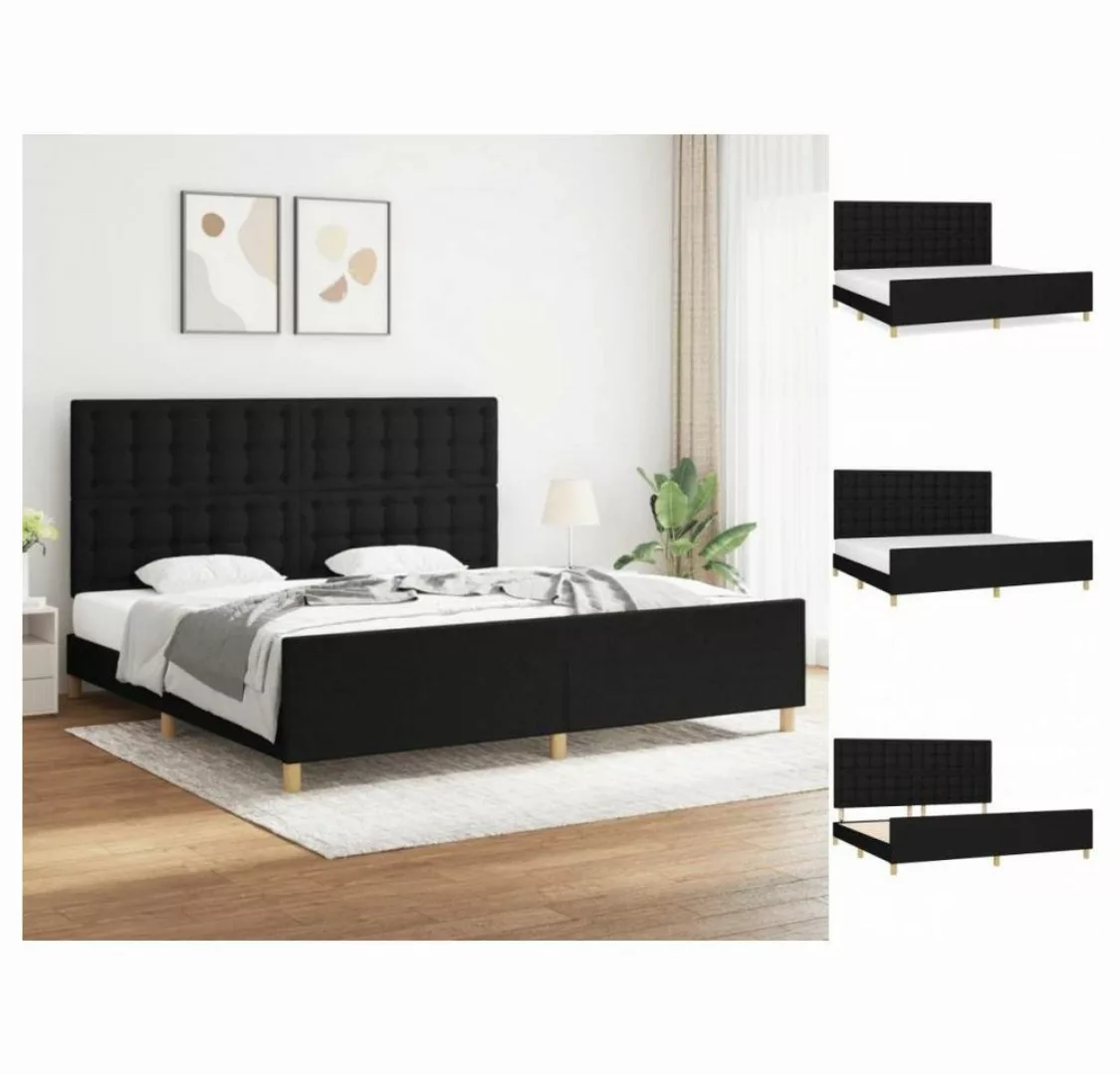 vidaXL Bettgestell Bettrahmen mit Kopfteil Schwarz 200x200 cm Stoff Bett Be günstig online kaufen