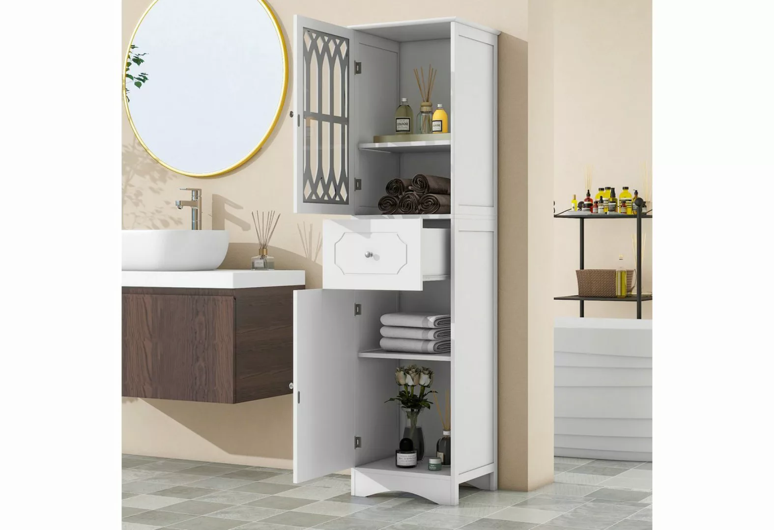 LIFEISLE Stauraumschrank Badezimmerschrank, mit Schublade, verstellbare Abl günstig online kaufen