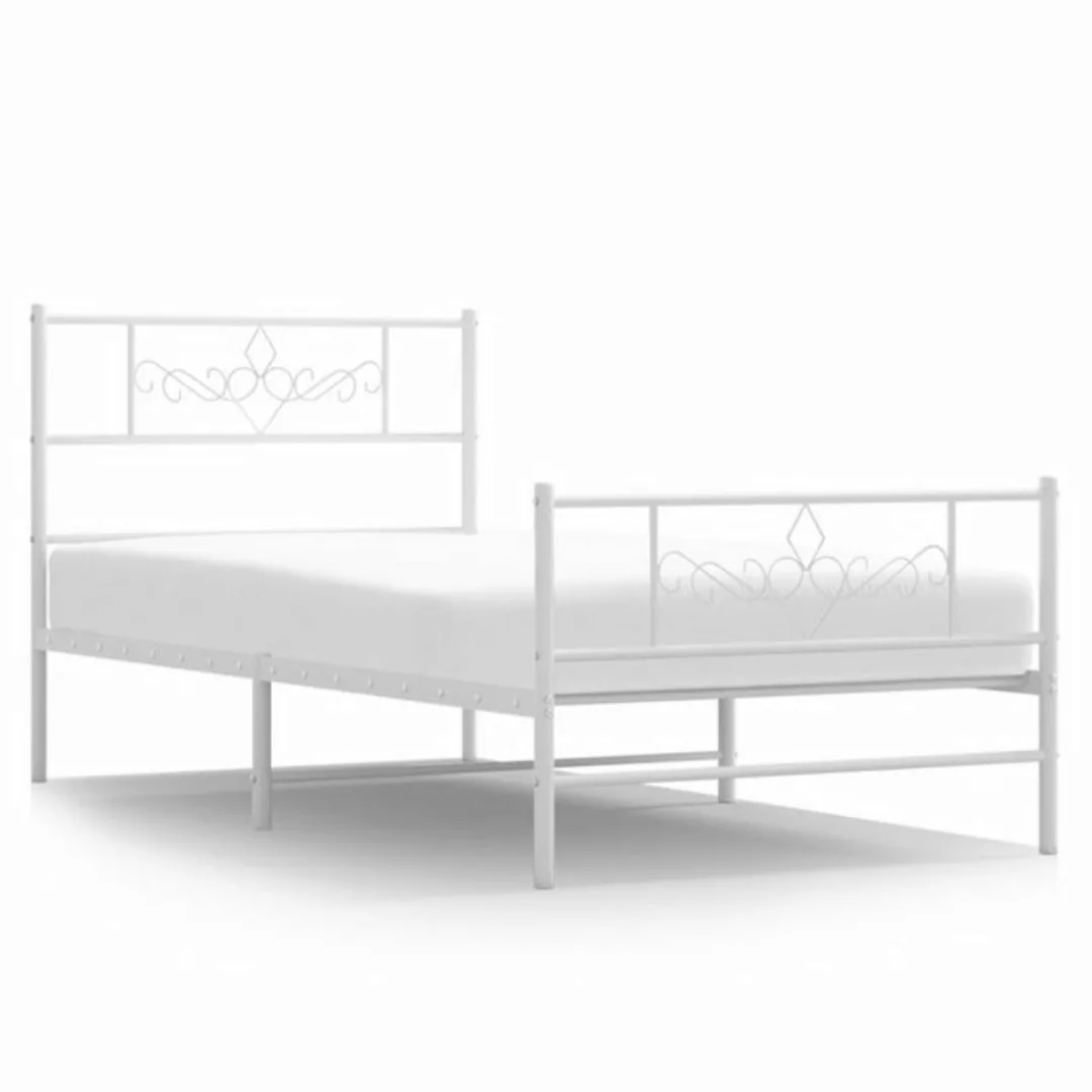 furnicato Bett Bettgestell mit Kopf- und Fußteil Metall Weiß 90x190 cm günstig online kaufen