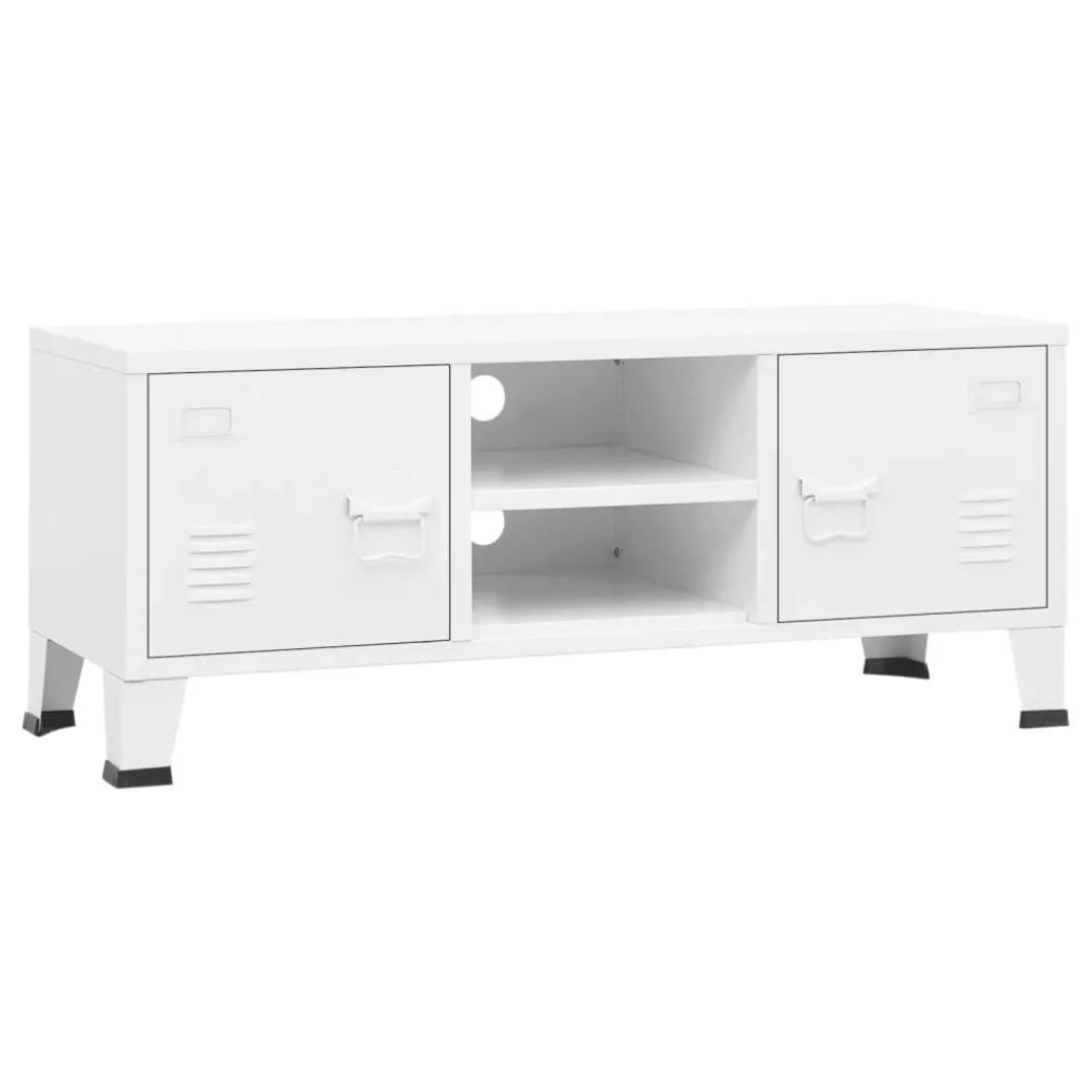 Tv-schrank Industrie-stil Weiß 105x35x42 Cm Metall günstig online kaufen