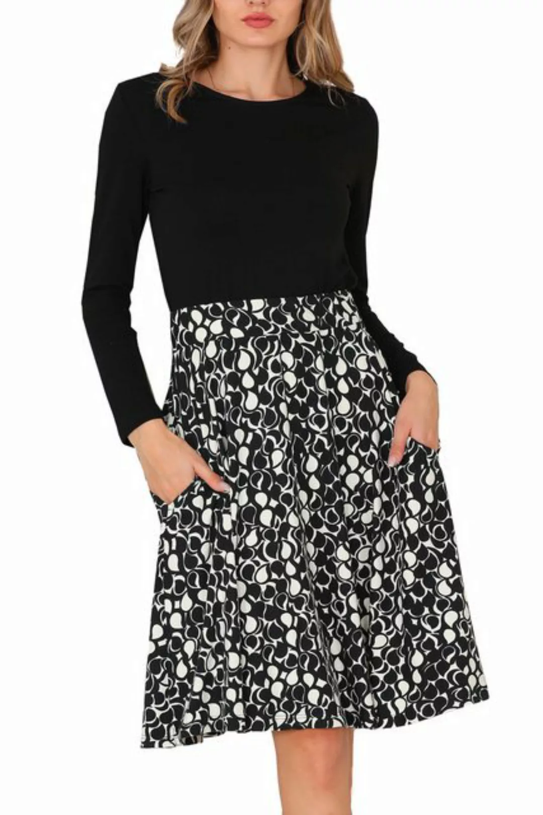 Bongual Midikleid 2-in-1 elegantes Kleid Tropfen Print mit Taschen günstig online kaufen