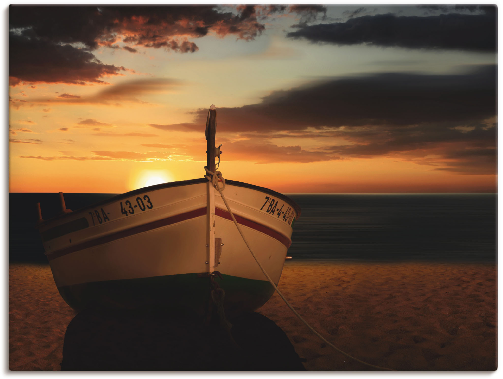 Artland Wandbild »Das Boot im Sonnenuntergang«, Küste, (1 St.), als Leinwan günstig online kaufen