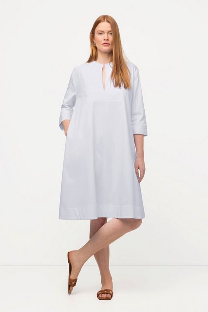 Ulla Popken Sommerkleid Kleid A-Linie Taschen Tunika-Ausschnitt 3/4-Arm günstig online kaufen