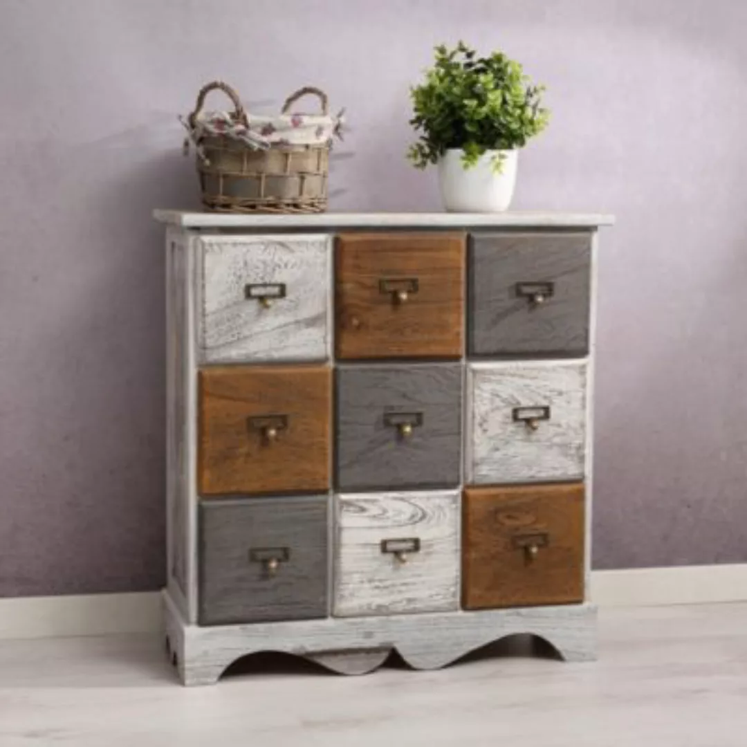 Mucola Anrichte Kommode Sideboard inkl. 9 Schubladen Shabby Look braun grau günstig online kaufen