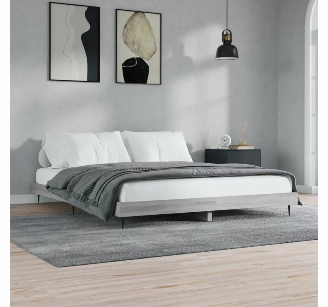 furnicato Bett Bettgestell Grau Sonoma 120x200 cm Holzwerkstoff günstig online kaufen