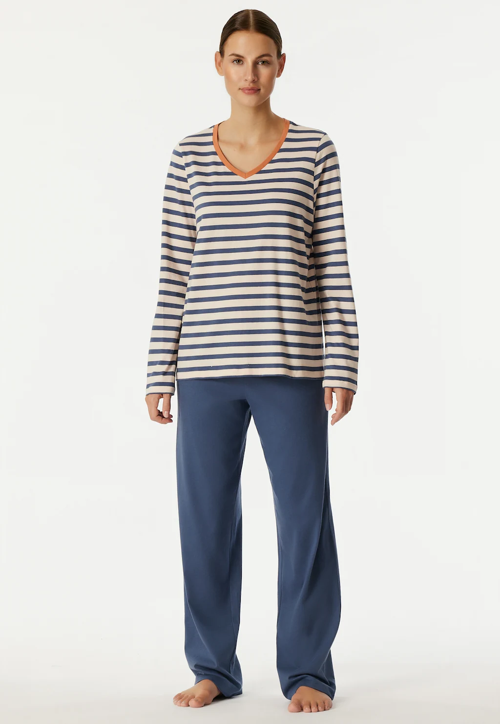 Schiesser Schlafanzug "Casual Essentials", (2 tlg.), Baumwolle, V-Ausschnit günstig online kaufen