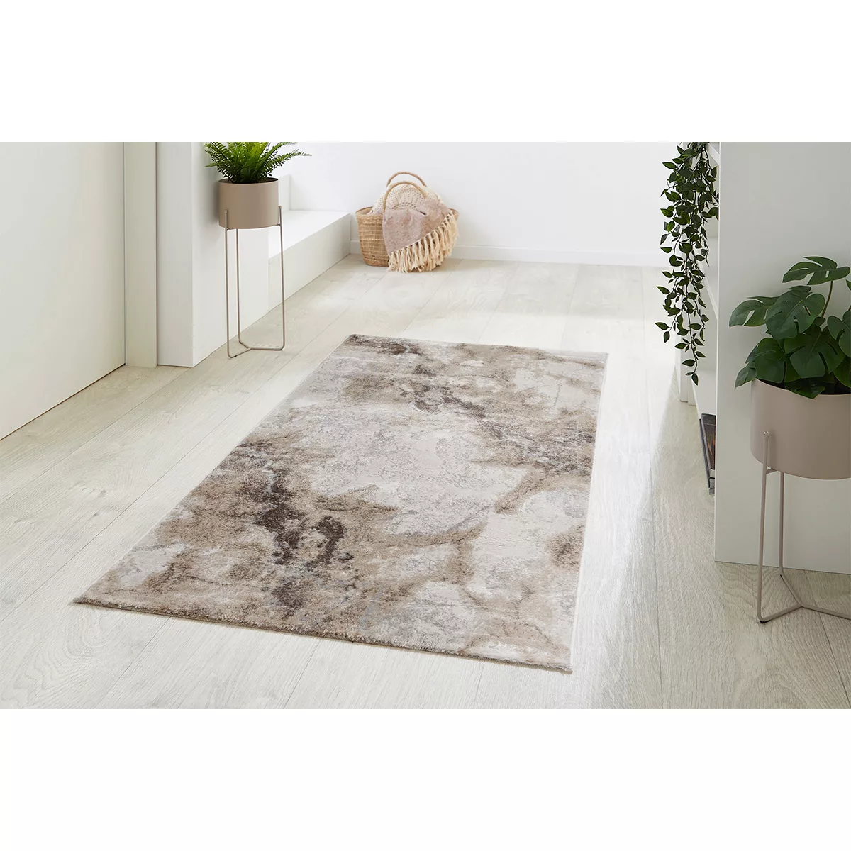 HOMCOM Kurzflor Webteppich Braun-Creme 150 x 80 x 0,9 cm   Aosom günstig online kaufen