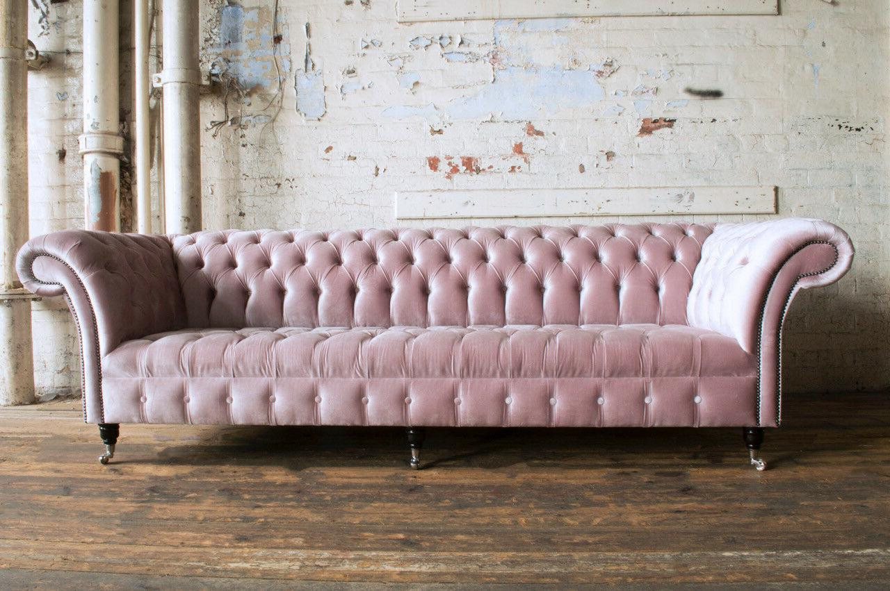 Xlmoebel Sofa Großes XXL-Sofa in Chesterfield-Stil, neu in Rosa mit Samt-, günstig online kaufen