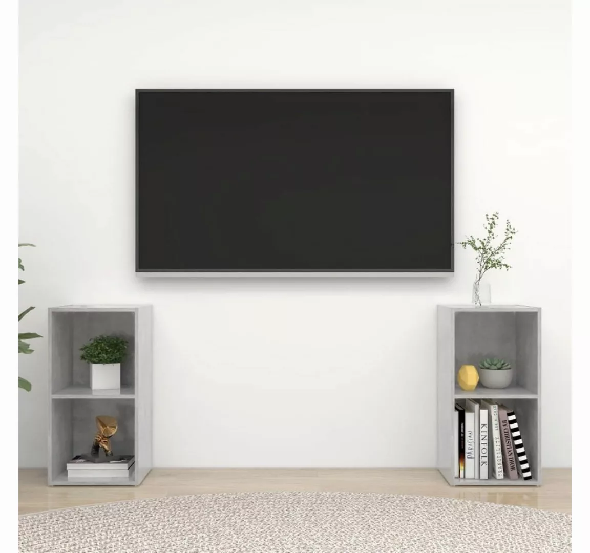 furnicato TV-Schrank TV-Schränke 2 Stk. Betongrau 72x35x36,5 cm Holzwerksto günstig online kaufen