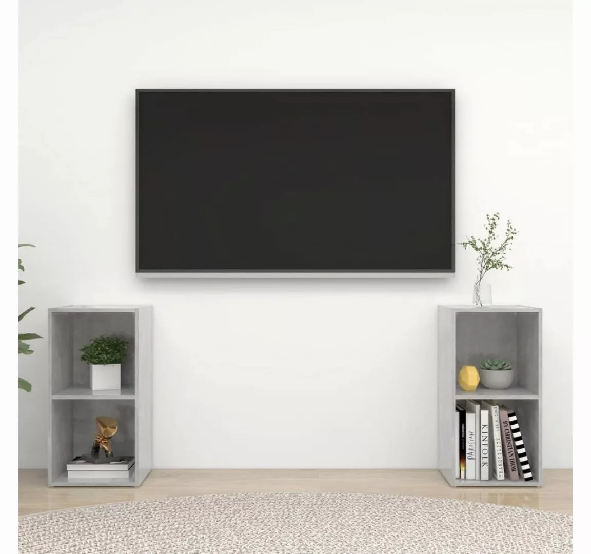 vidaXL TV-Schrank TV-Schränke 2 Stk Betongrau 72x35x36,5 cm Spanplatte Lowb günstig online kaufen