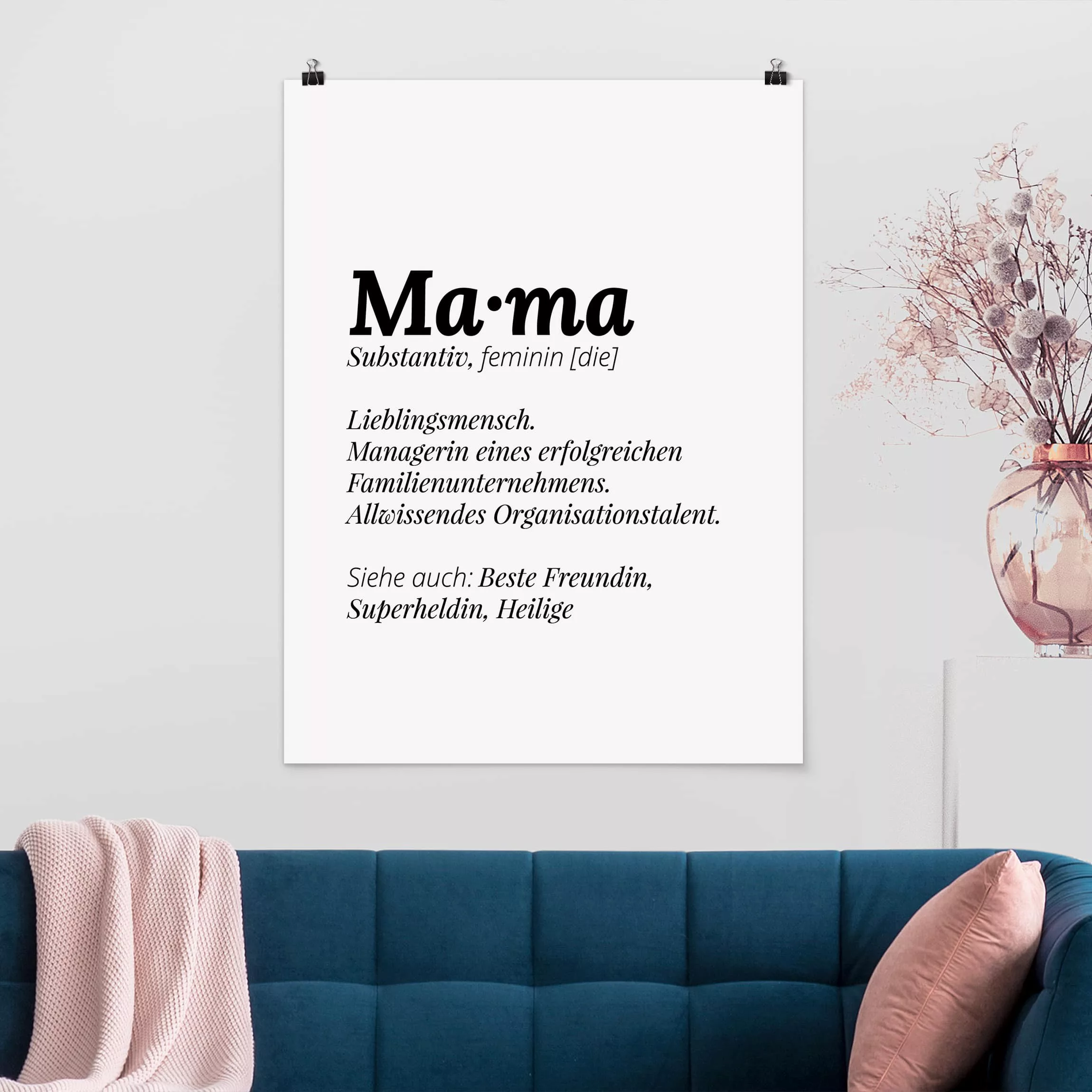 Poster Spruch - Hochformat Die Definition von Mama günstig online kaufen