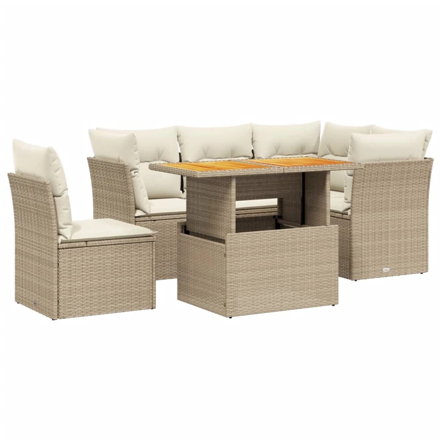 vidaXL 5-Tlg Garten-Sofagarnitur mit Kissen Beige Poly Rattan 3270834 günstig online kaufen