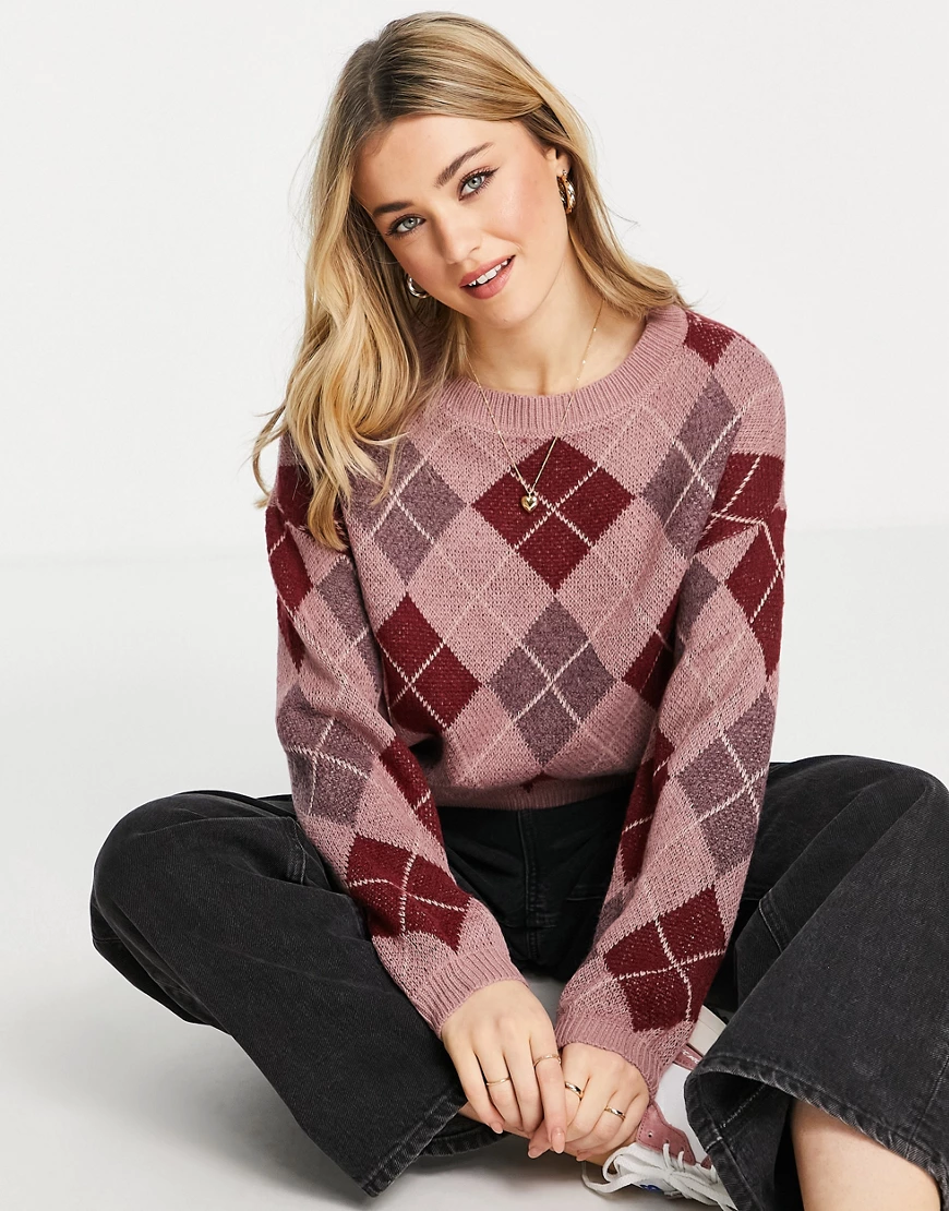 JDY – Jacquard-Strickpullover in Rosa günstig online kaufen