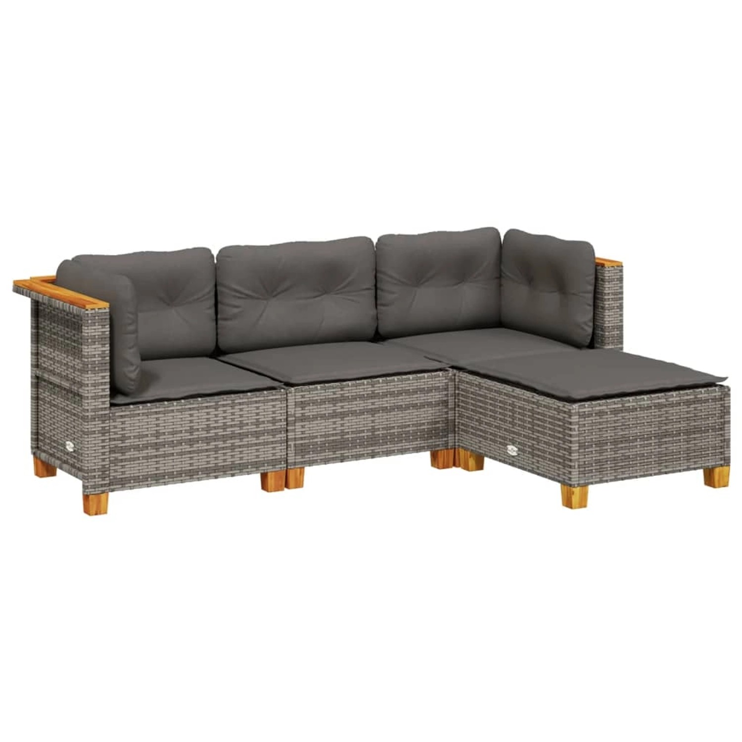 vidaXL 4-Tlg Garten-Sofagarnitur mit Kissen Grau Poly Rattan 3261780 günstig online kaufen