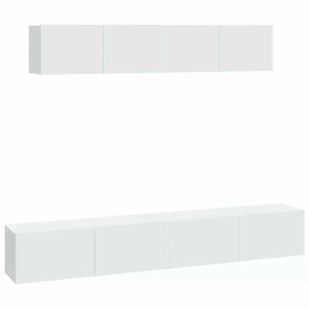 furnicato TV-Schrank 4-tlg. TV-Schrank-Set Weiß Holzwerkstoff (4-St) günstig online kaufen