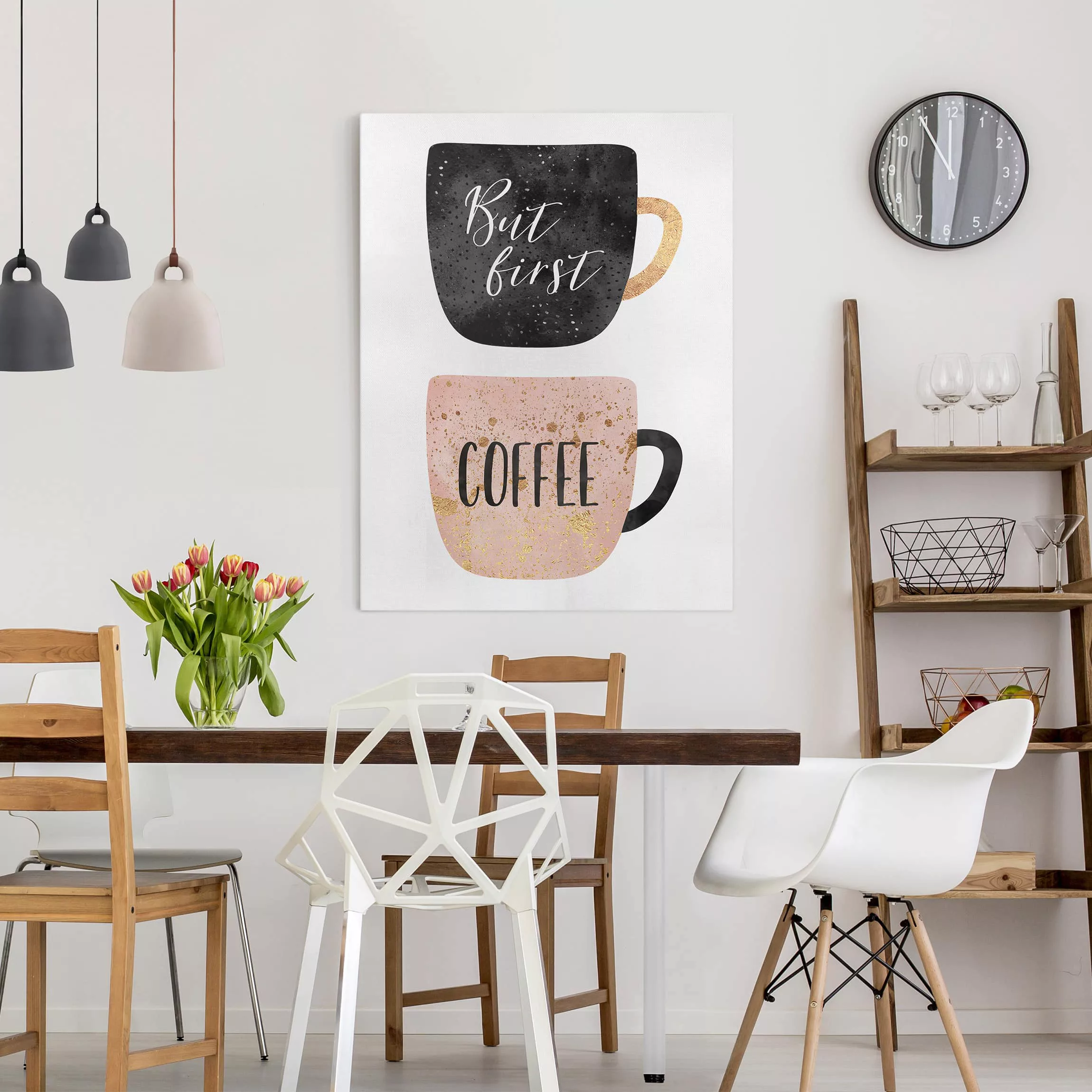 Leinwandbild - Hochformat But First, Coffee günstig online kaufen