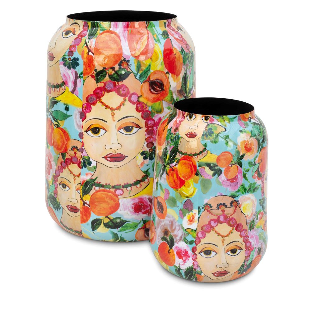 Blooming Namaste Vase/Übertopf aus Metall 2er- Set günstig online kaufen