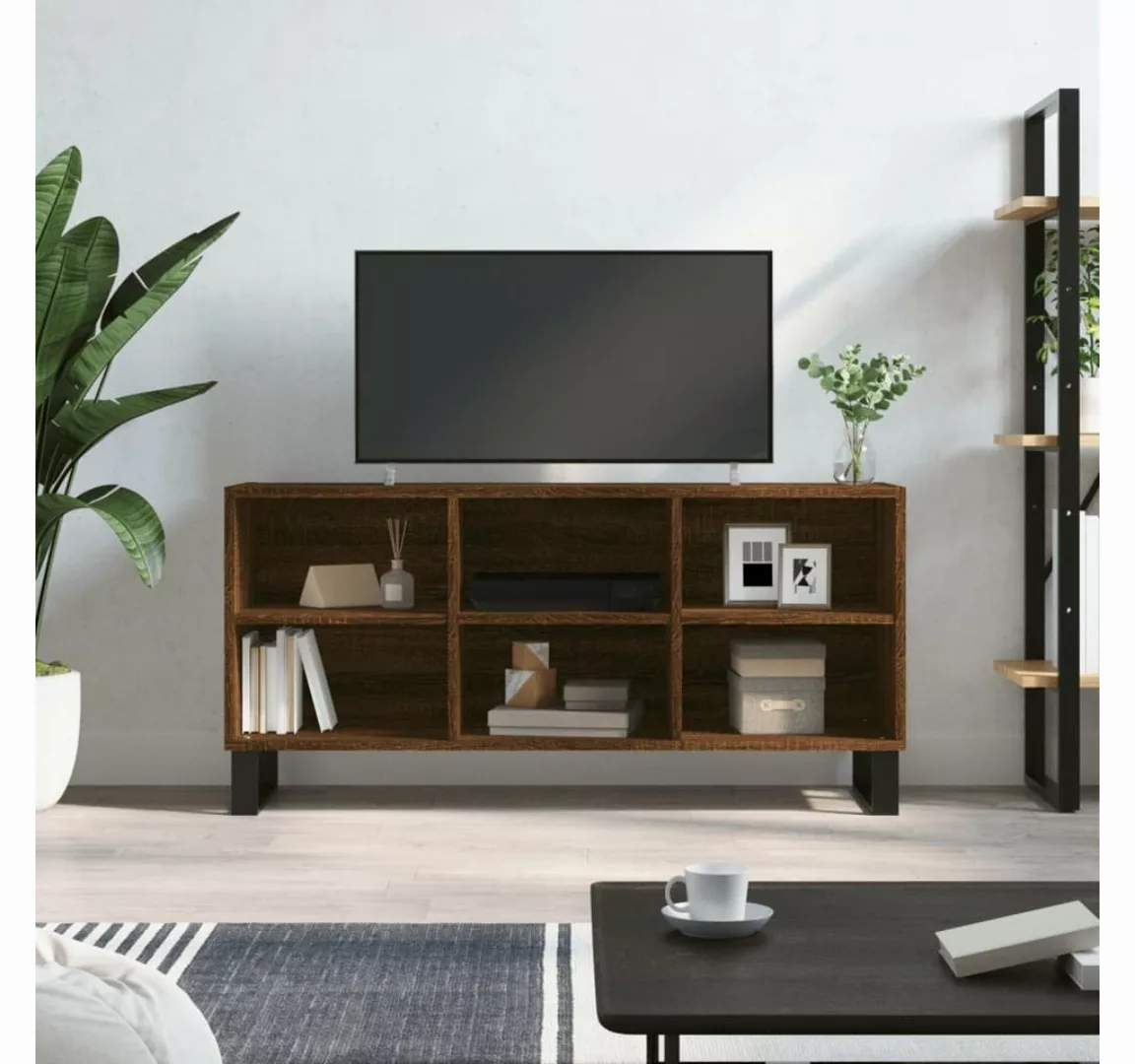 furnicato TV-Schrank Braun Eichen-Optik 103,5x30x50 cm Holzwerkstoff günstig online kaufen