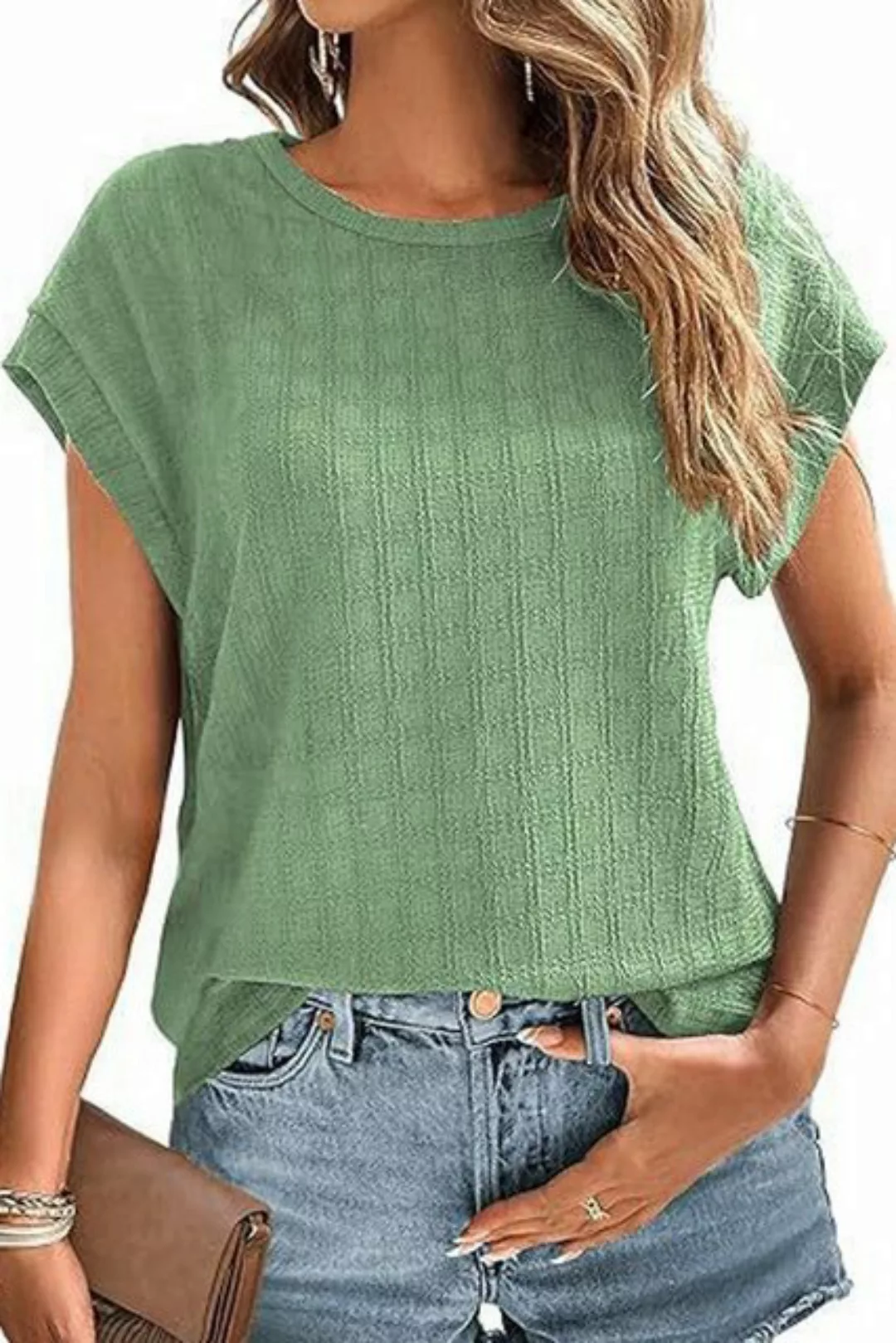 ENIX Kurzarmbluse Damen Plissee Kurzarm Casual Fashion Loose T-Shirt Sommer günstig online kaufen