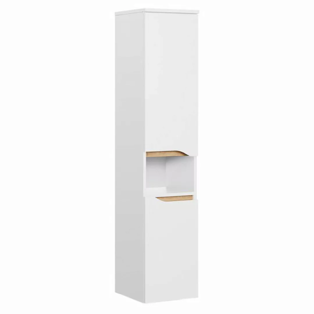 Badezimmer Midischrank in Weiß Glanz mit Weiß Hochglanz QUEIMADOS-66, B/H/T günstig online kaufen