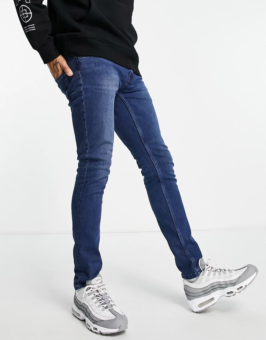 Only & Sons – Schmal geschnittene Stretch-Jeans in Blau günstig online kaufen