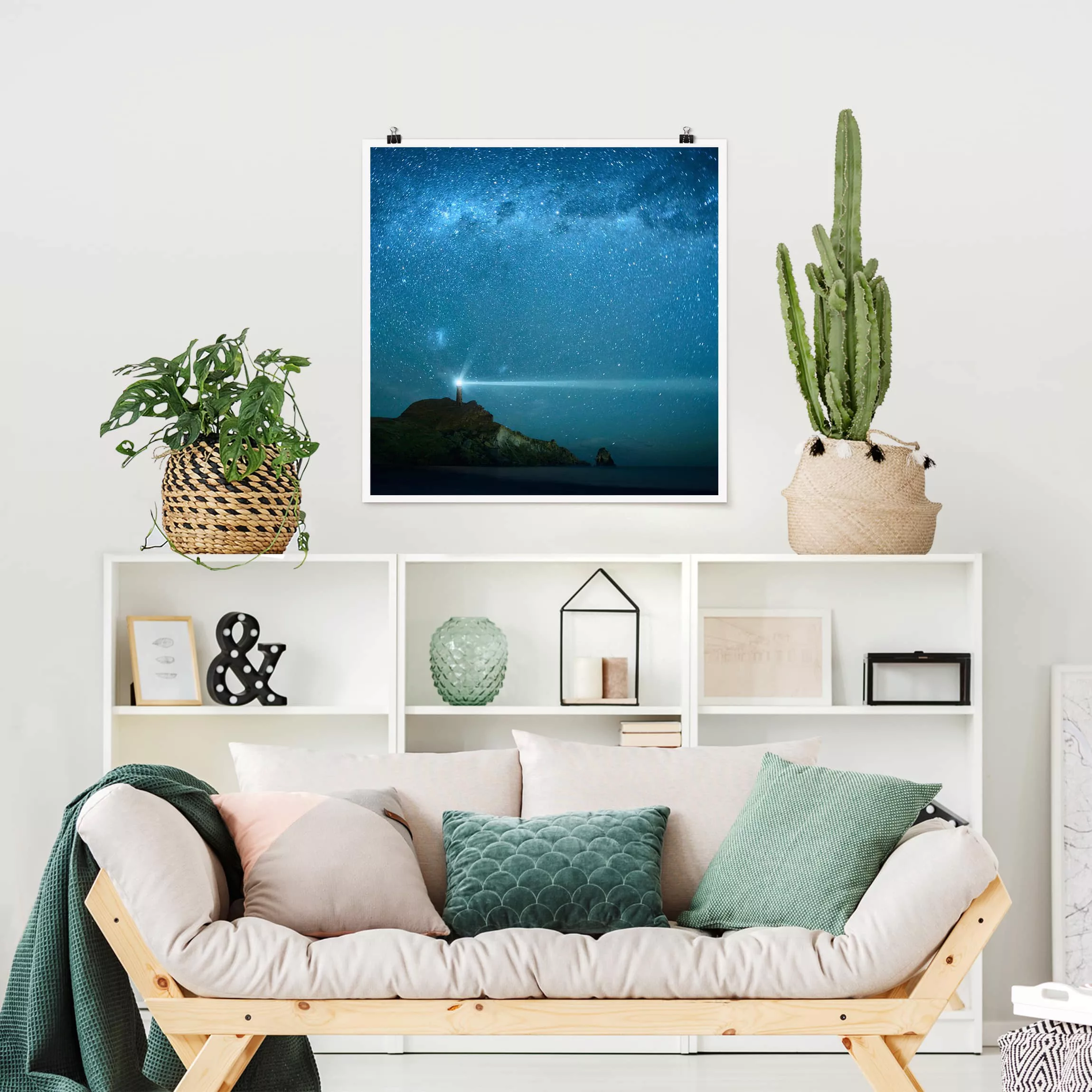 Poster Strand - Quadrat Leuchtturm günstig online kaufen