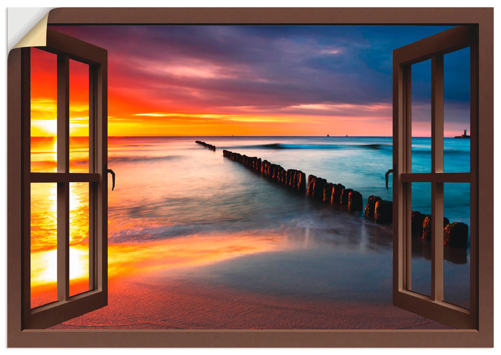 Artland Wandbild »Fensterblick Ostsee mit Sonnenaufgang«, Fensterblick, (1 günstig online kaufen