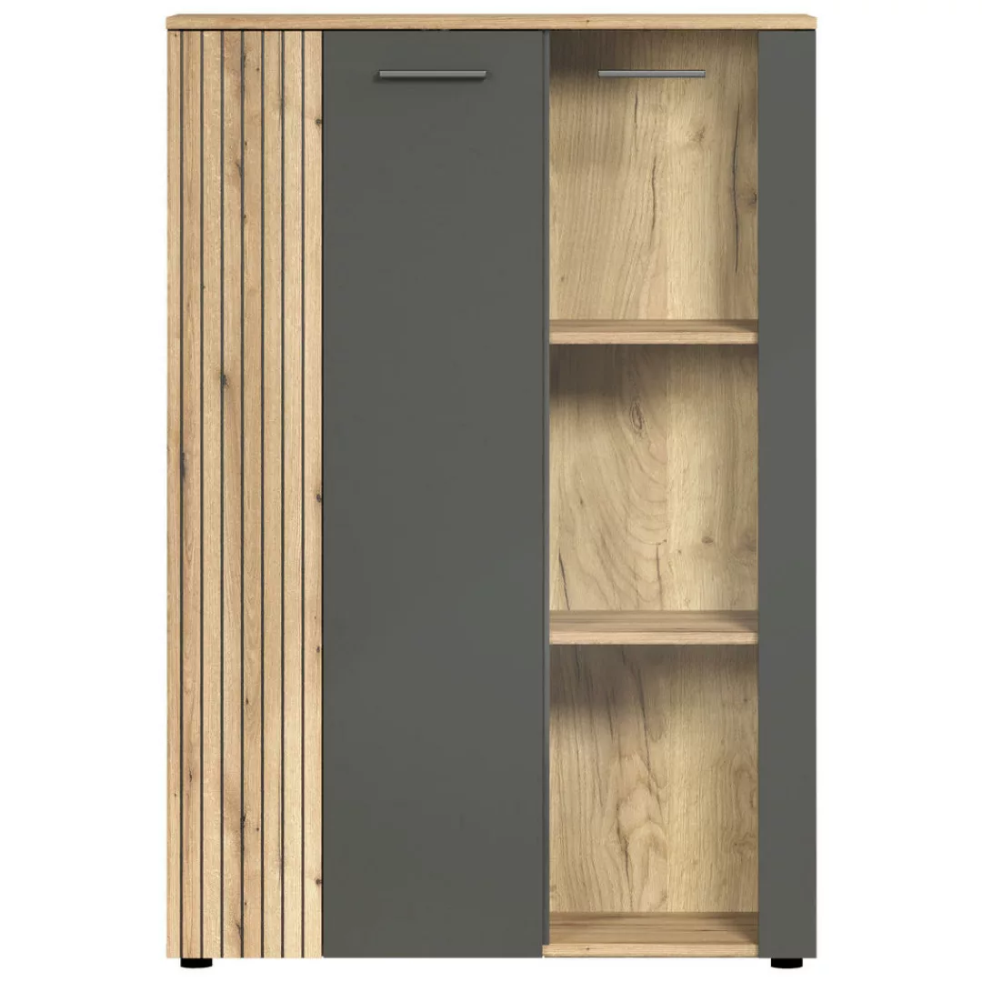 ebuy24 Vitrine Esteban Vitrinenschrank grau, Eiche dekor. günstig online kaufen