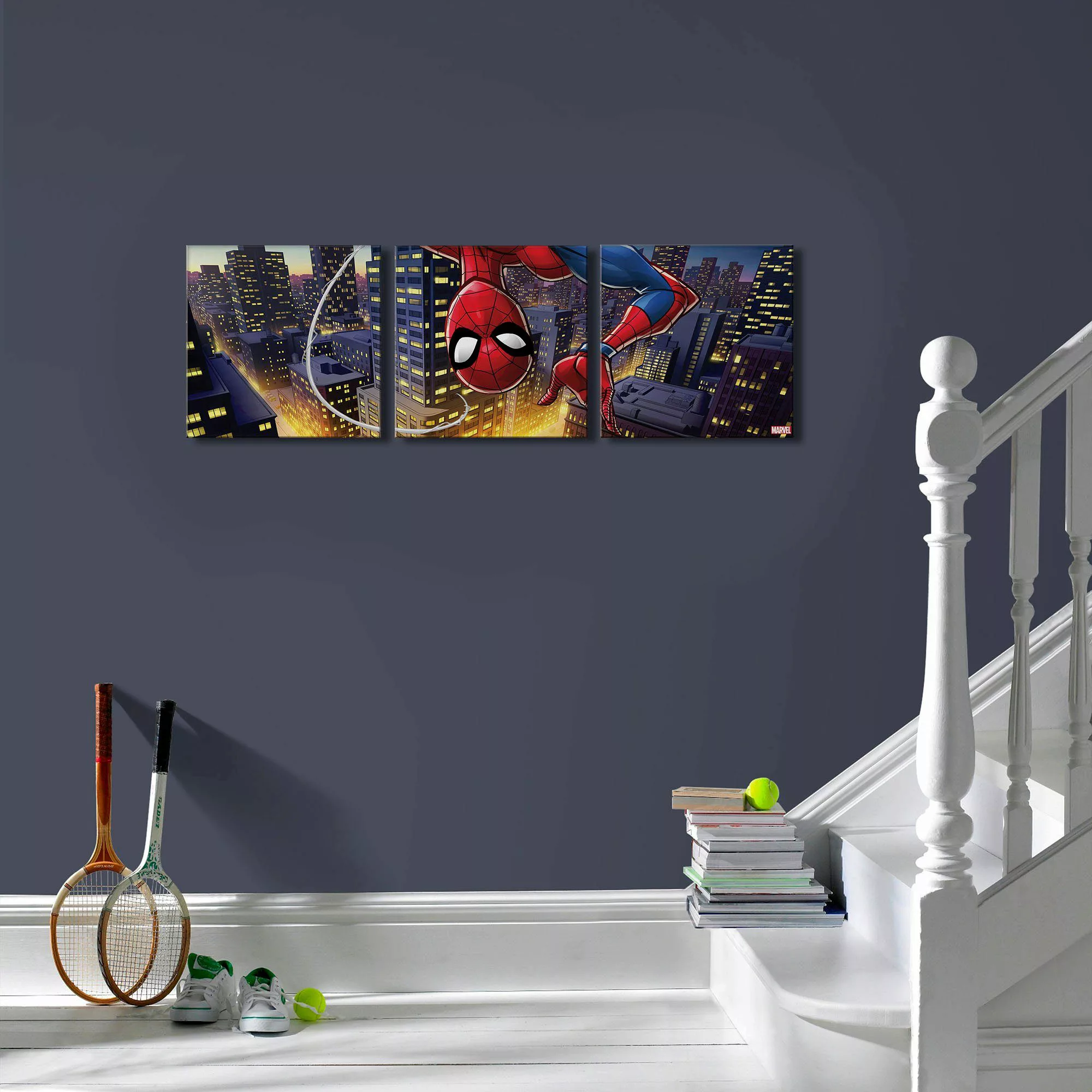 MARVEL Leinwandbild "Spiderman upside down", (Set, 3 St.) günstig online kaufen