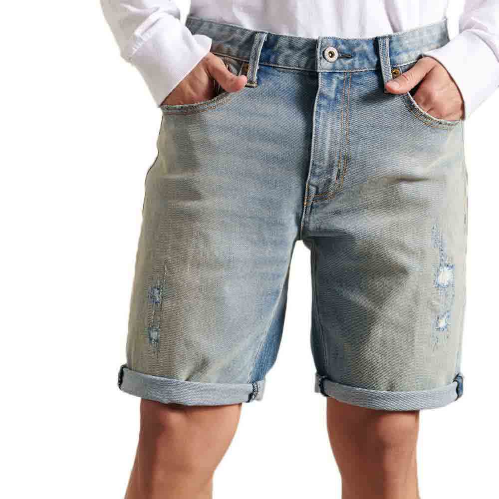 Superdry Slim Repair Jeans-shorts 28 Leonard Mid Blue Repair günstig online kaufen