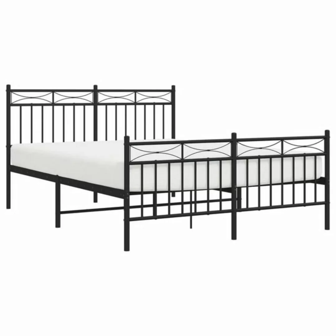 vidaXL Bett Bettgestell mit Kopf- und Fußteil Metall Schwarz 135x190 cm günstig online kaufen