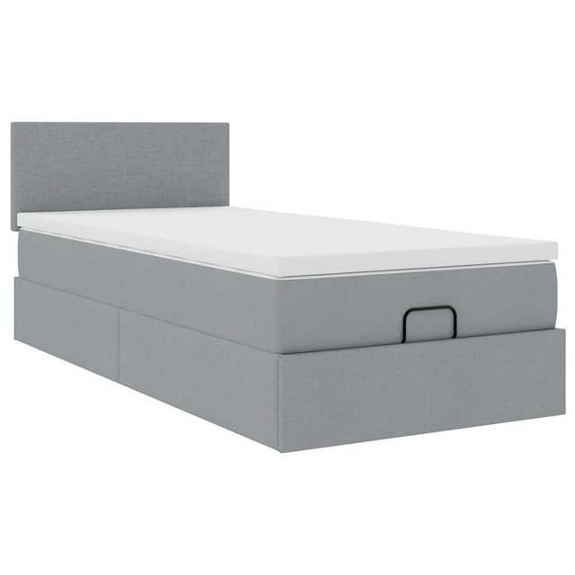 vidaXL Bett, Ottoman-Bett mit Matratze & LEDs Hellgrau 100x200 cm Stoff günstig online kaufen