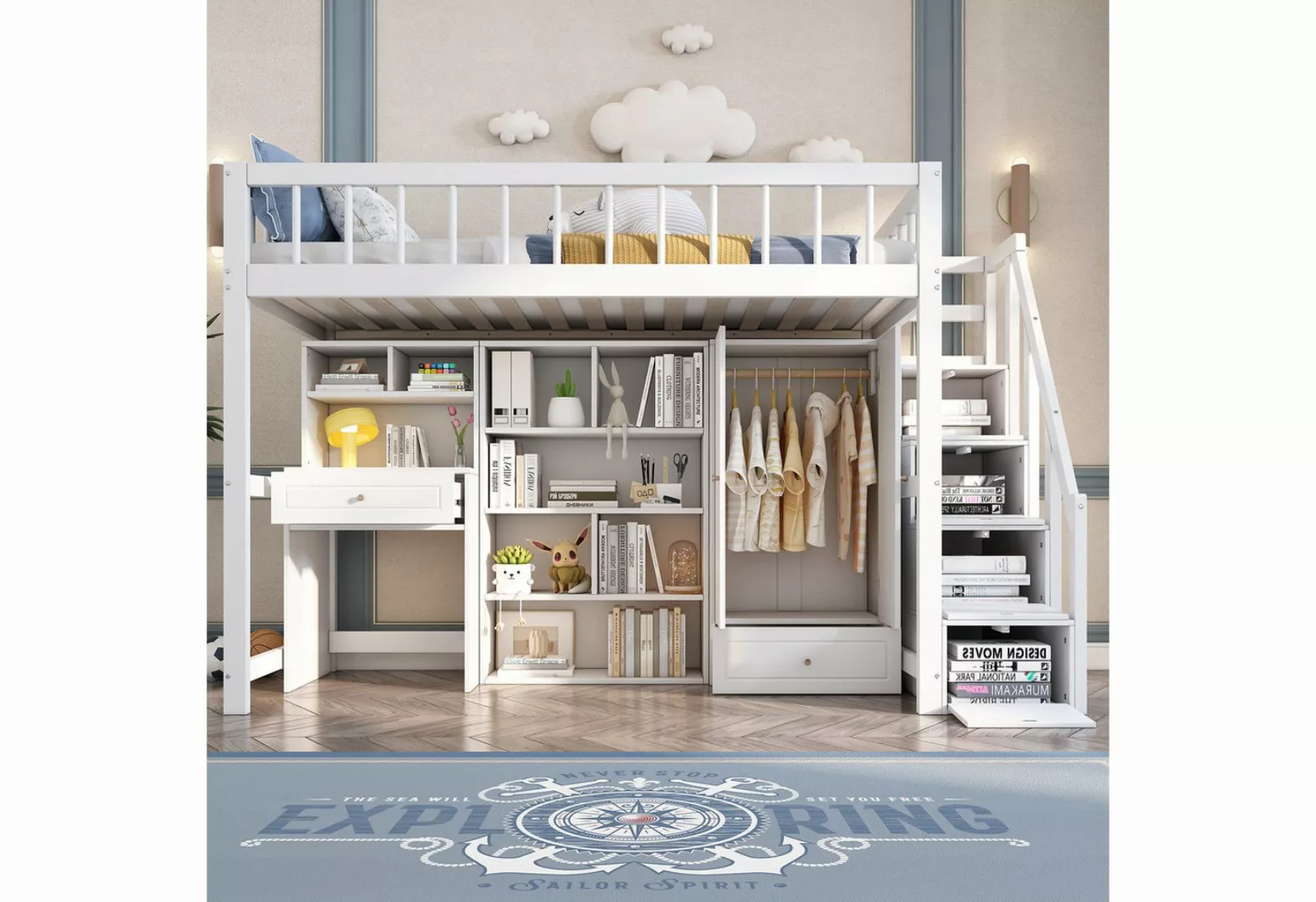 REDOM Kinderbett Kinderbett (ohne Matratze, 90*200), Mit Schreibtisch, Trep günstig online kaufen