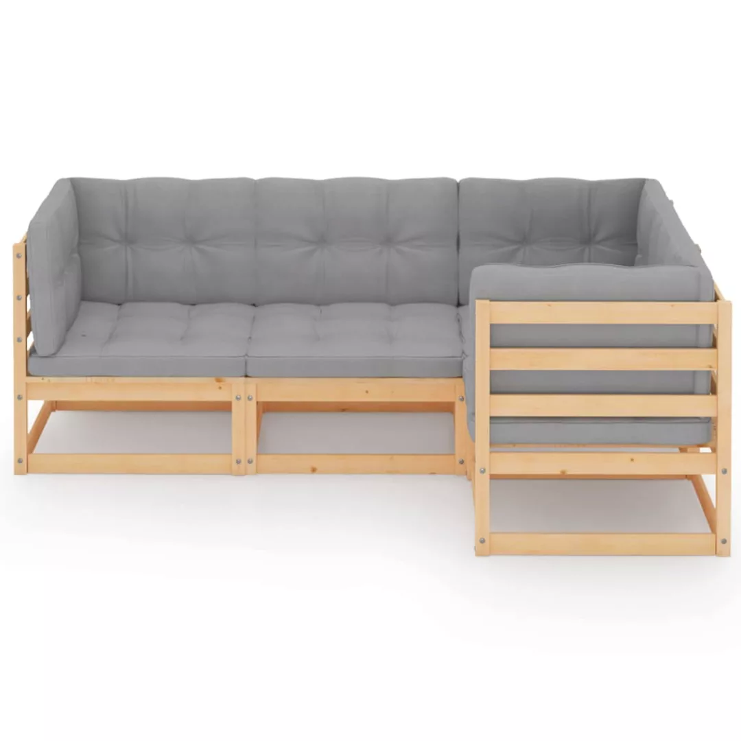 4-tlg. Garten-lounge-set Mit Kissen Kiefer Massivholz günstig online kaufen