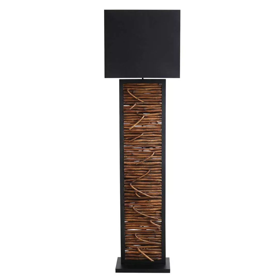 Stehlampe Holz Natur Schwarz in modernem Design 163 cm hoch günstig online kaufen