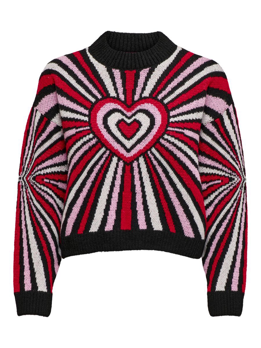 ONLY Gemusterter Pullover Damen Schwarz günstig online kaufen