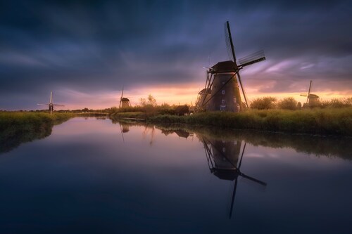 Papermoon Fototapete »Photo-Art JESUS M GARCIA, KINDERDIJK-WINDMÜHLEN« günstig online kaufen