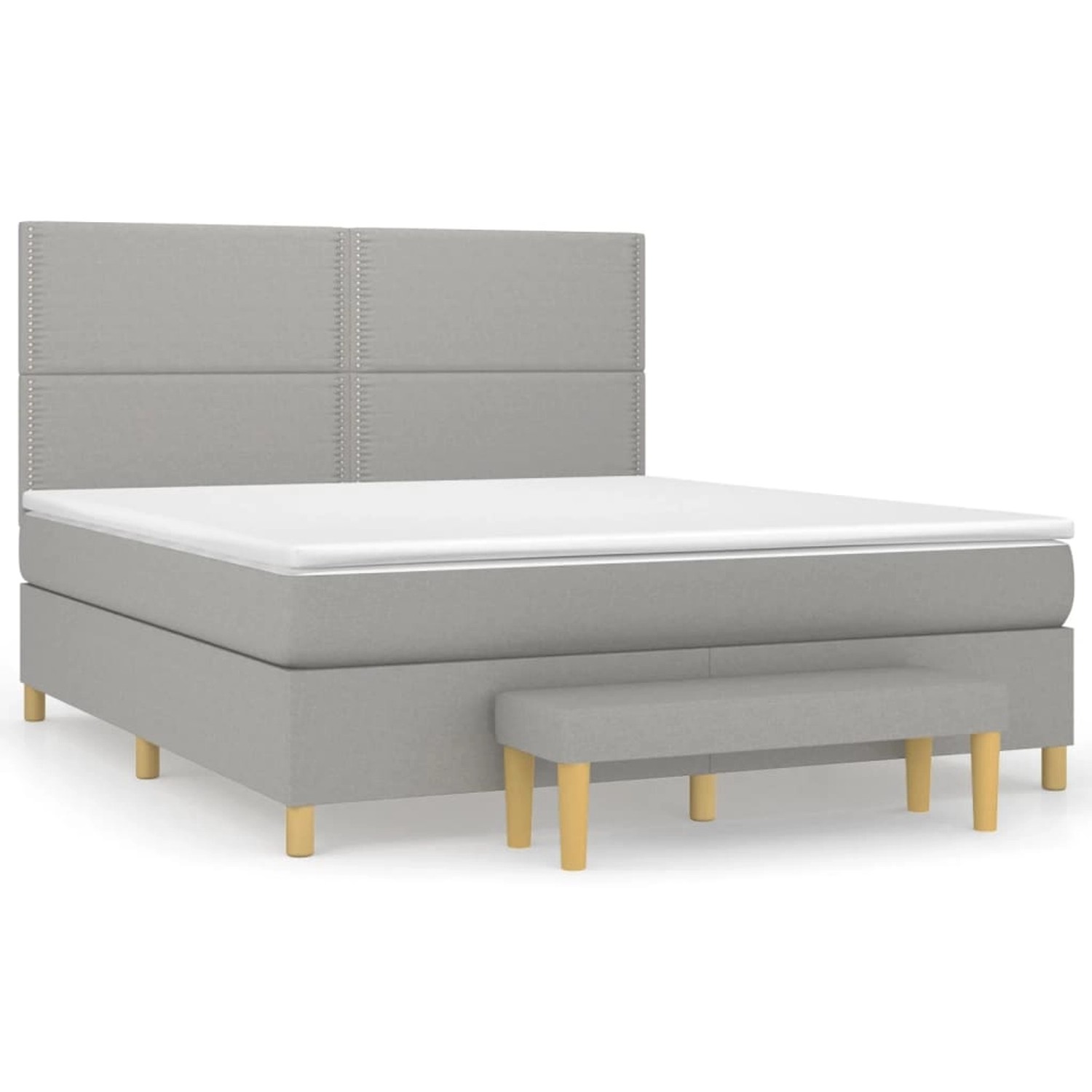 vidaXL Boxspringbett Boxspringbett mit Matratze Hellgrau 180x200 cm Stoff B günstig online kaufen