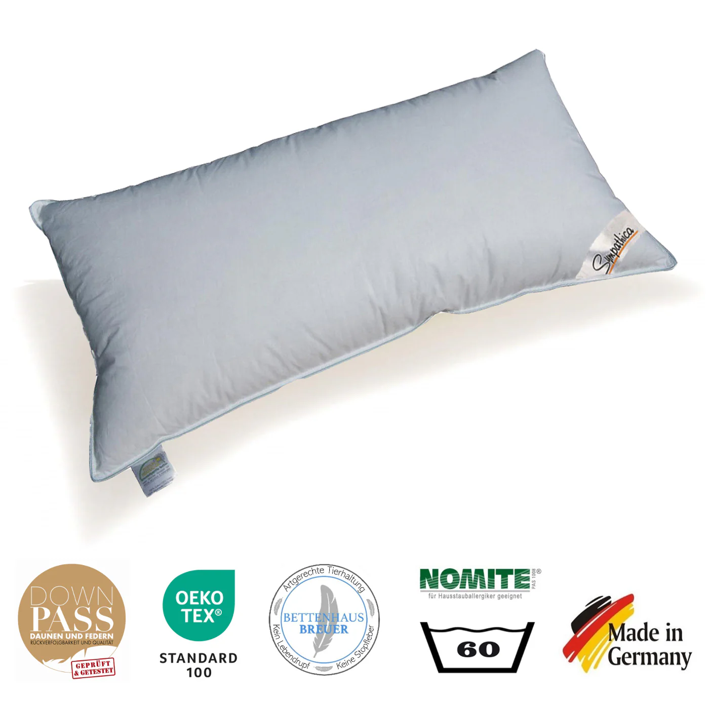 Kopfkissen Kissen 660g neue weiße Federn Klasse 1 Daunenpass 40x80 günstig online kaufen