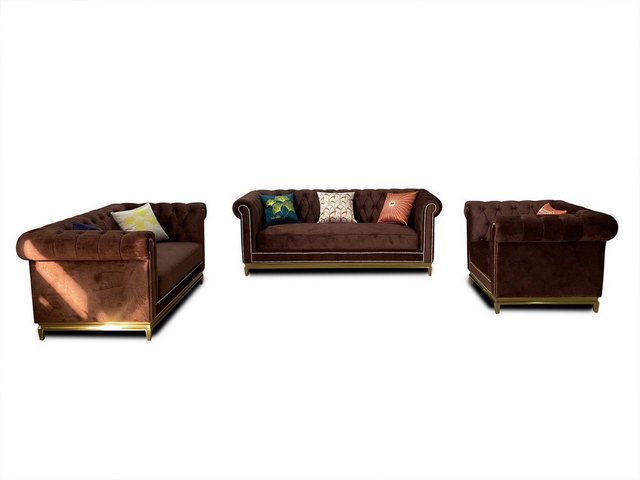 Xlmoebel Sofa Chesterfield-Sofa mit Metallrahmen, Luxus-Stoffpolsterung und günstig online kaufen