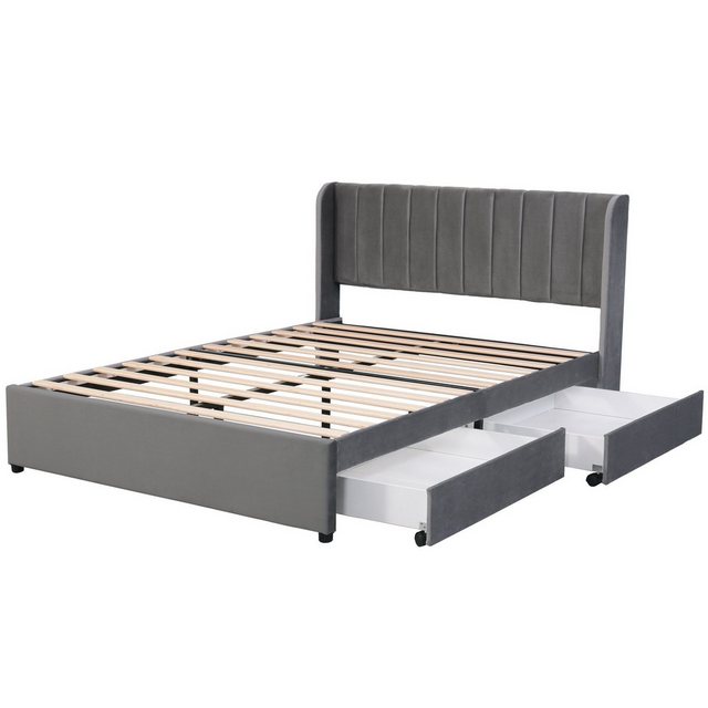 Sweiko Polsterbett, Doppelbett mit 2 Schubladen, Samt, 140*200cm günstig online kaufen