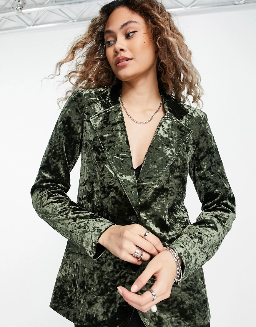 NOISY MAY Samt Blazer Damen Grün günstig online kaufen
