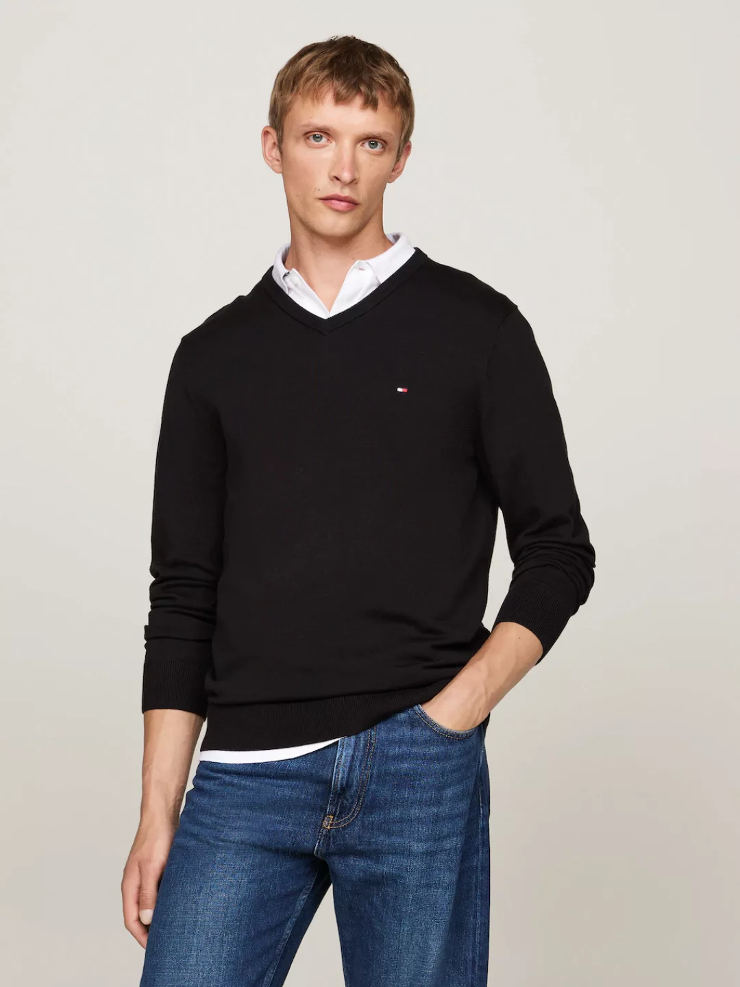 Tommy Hilfiger Strickpullover ESSENTIAL COTTON V NECK günstig online kaufen