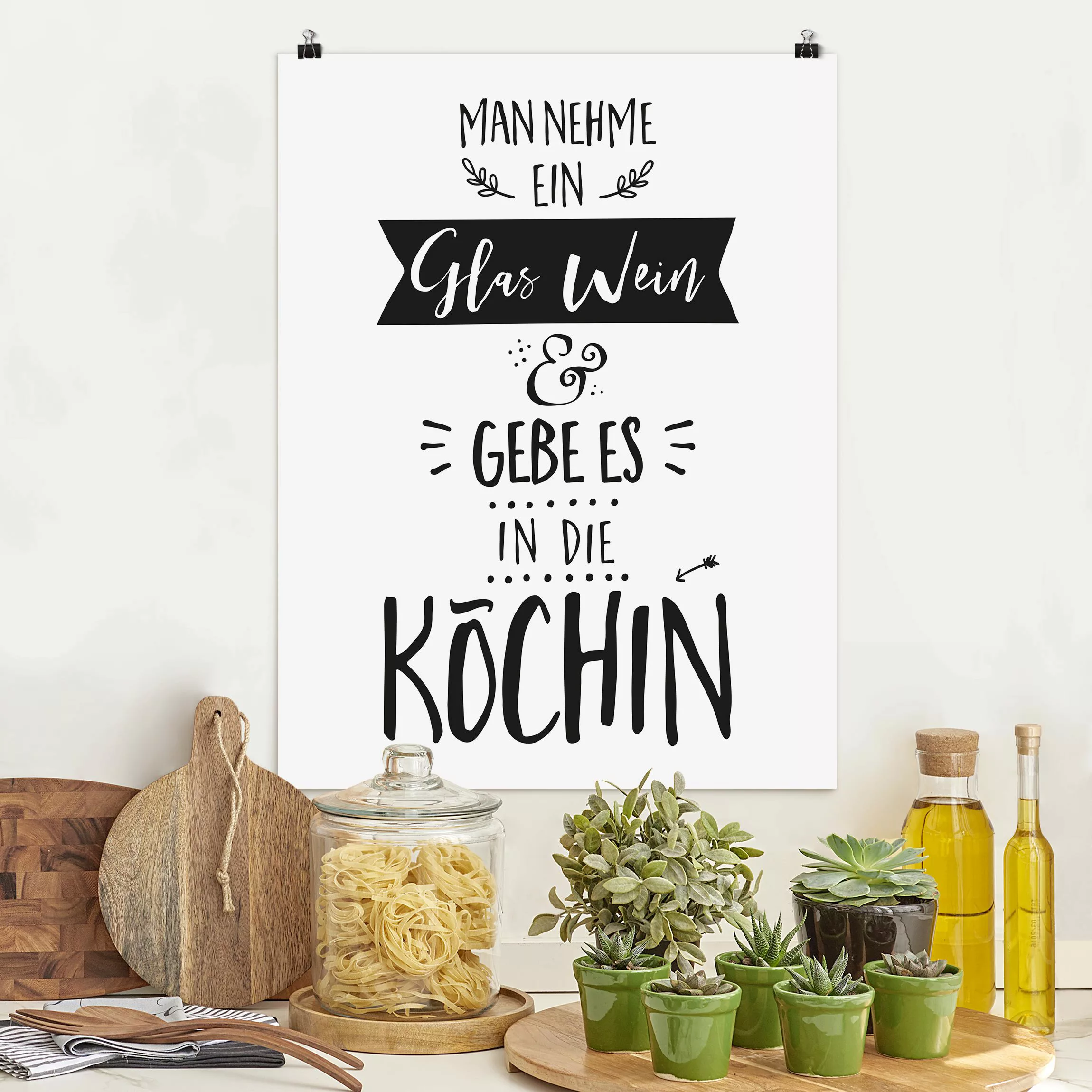 Poster Man nehme ein Glas Wein - Köchin günstig online kaufen