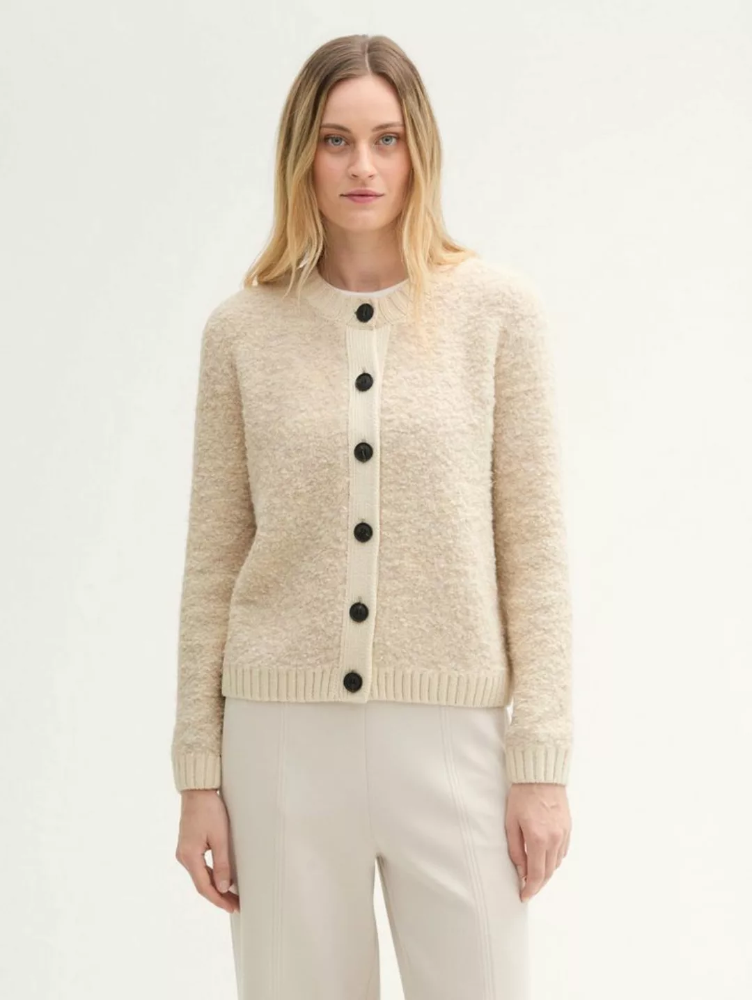 TOM TAILOR Cardigan Bouclé Cardigan mit Wollanteil günstig online kaufen