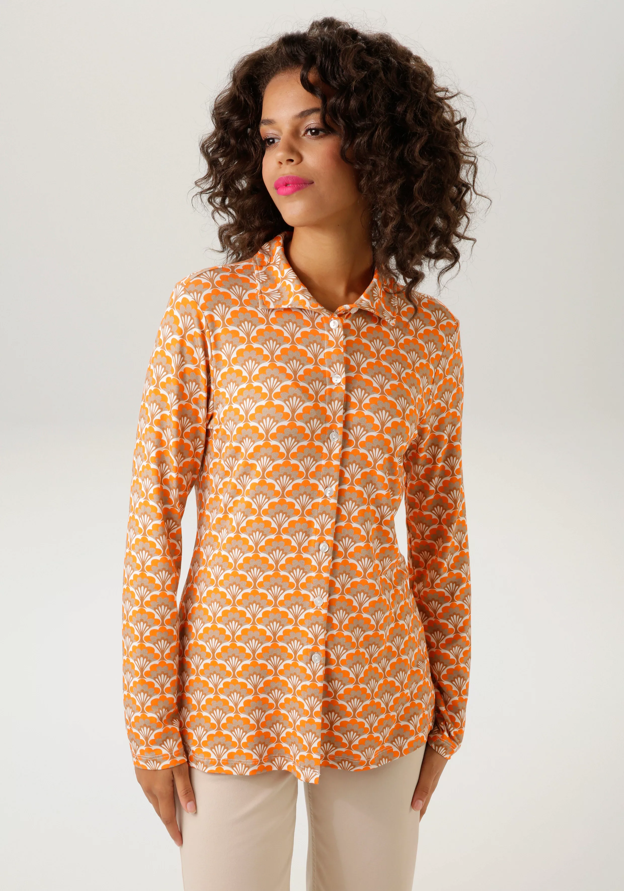 Aniston CASUAL Hemdbluse, mit trendigem Retro-Muster günstig online kaufen